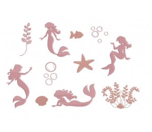 Stickserie - Meerjungfrau Silhouetten